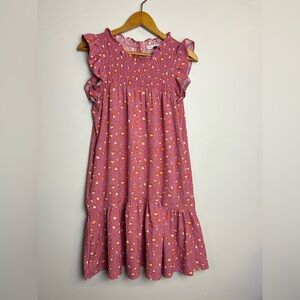 Michelle McDowell Midi Dress Size M Ruffle sleeves Shiffon Novelty print